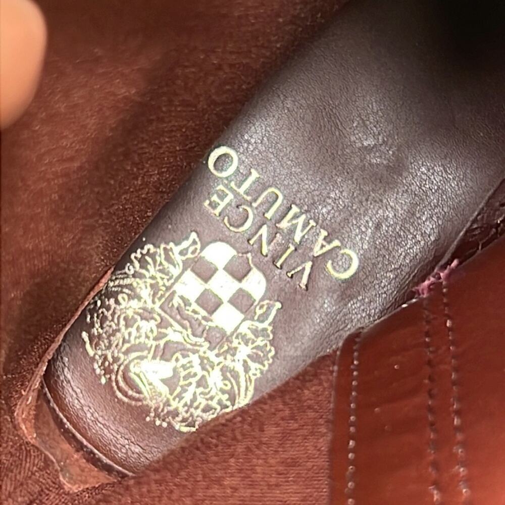 New ▶️ Vince Camuto ◀️  Alicenta Chocolate Brown Mid Calf Moto Women's Boots - Picture 12 of 16
